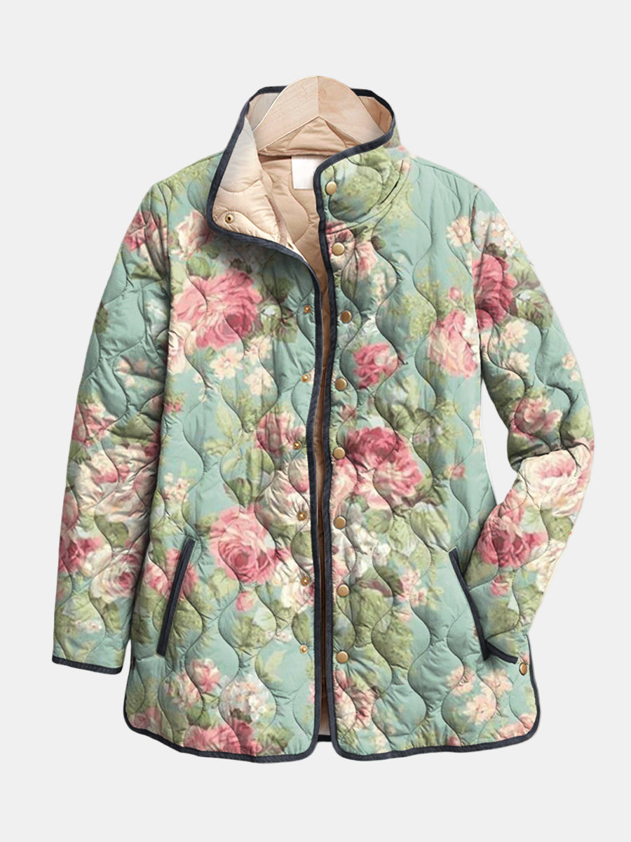 CHAQUETA MATELASEADA MENTA CON FLORES