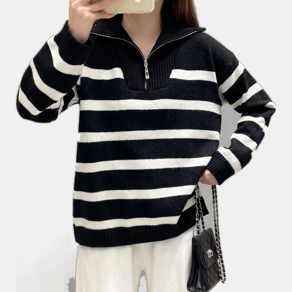 RONJA - JERSEY DE RAYAS CON MEDIA CREMALLERA