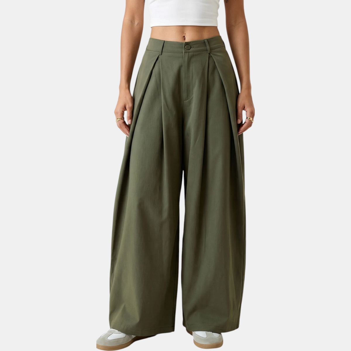 LIANA - PANTALÓN DE PIERNA ANCHA CON PINZAS