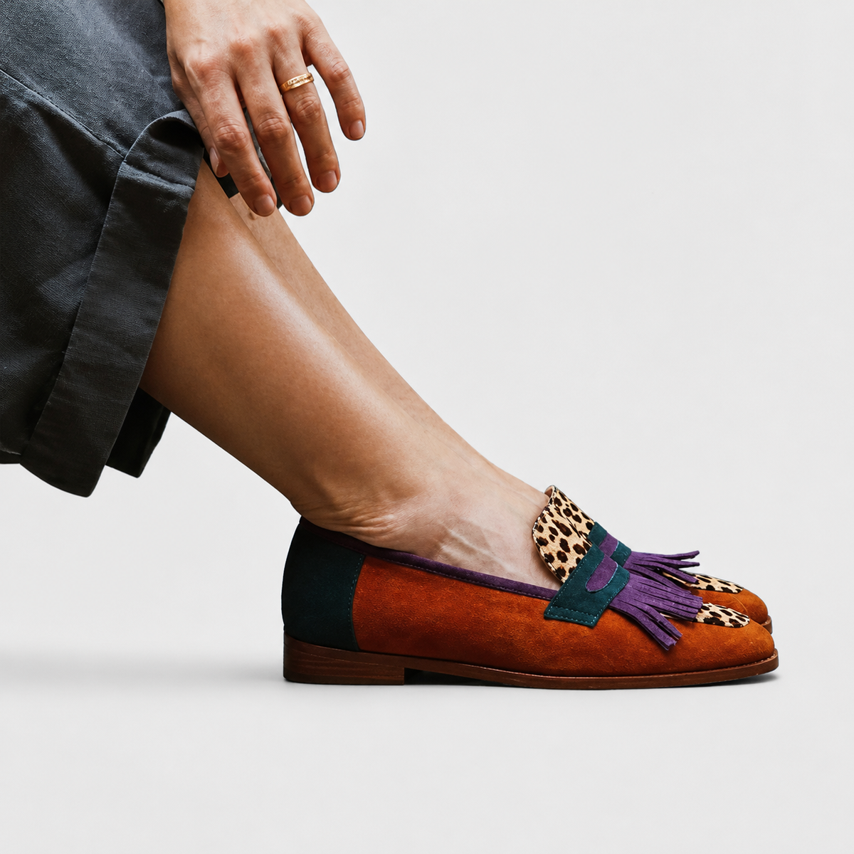 FALLON - MOCASINES DE LEOPARDO MARRÓN