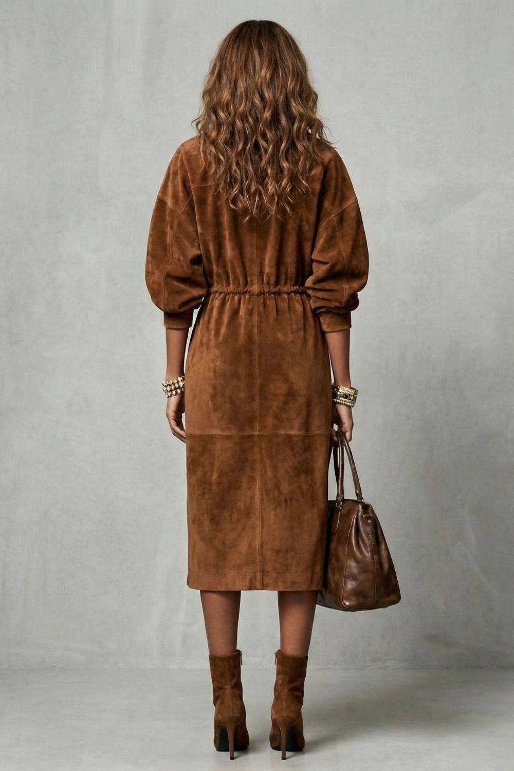 ZANETTA - VESTIDO MIDI EFECTO ANTE CON CREMALLERA