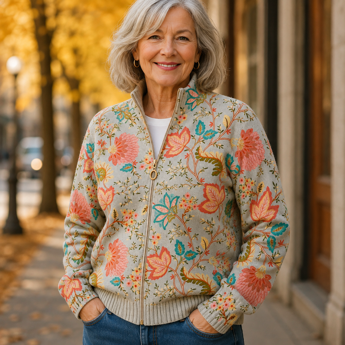 XANTHE - CÁRDIGAN CON ESTAMPADO FLORAL VINTAGE DE JARDÍN