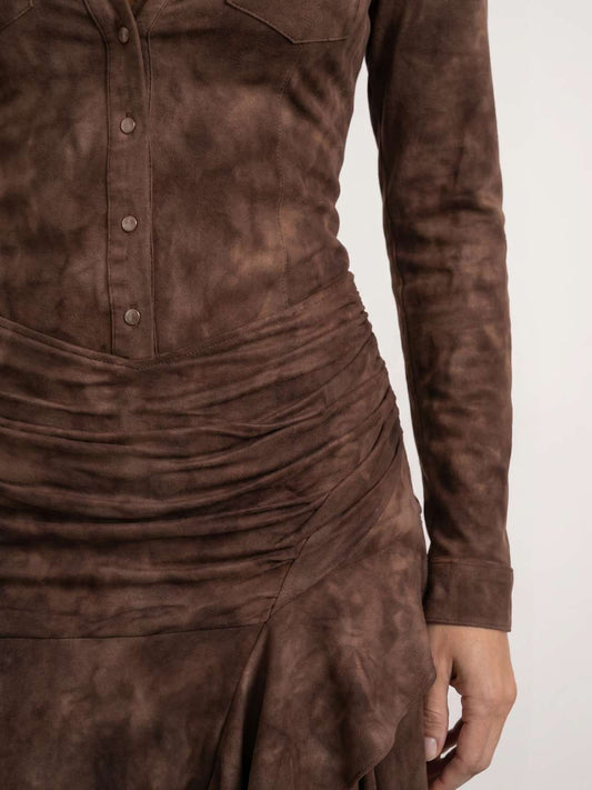 VESTIDO COWBOY MANGA LARGA CON VOLANTES