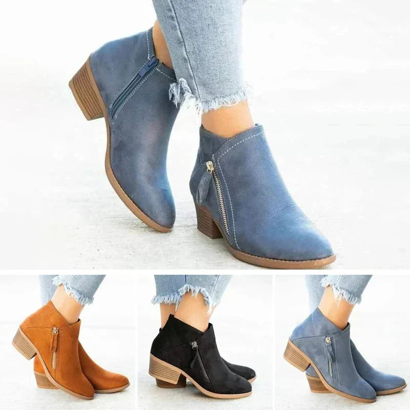 MONA - BOTINES DE TACÓN BAJO CON CREMALLERA