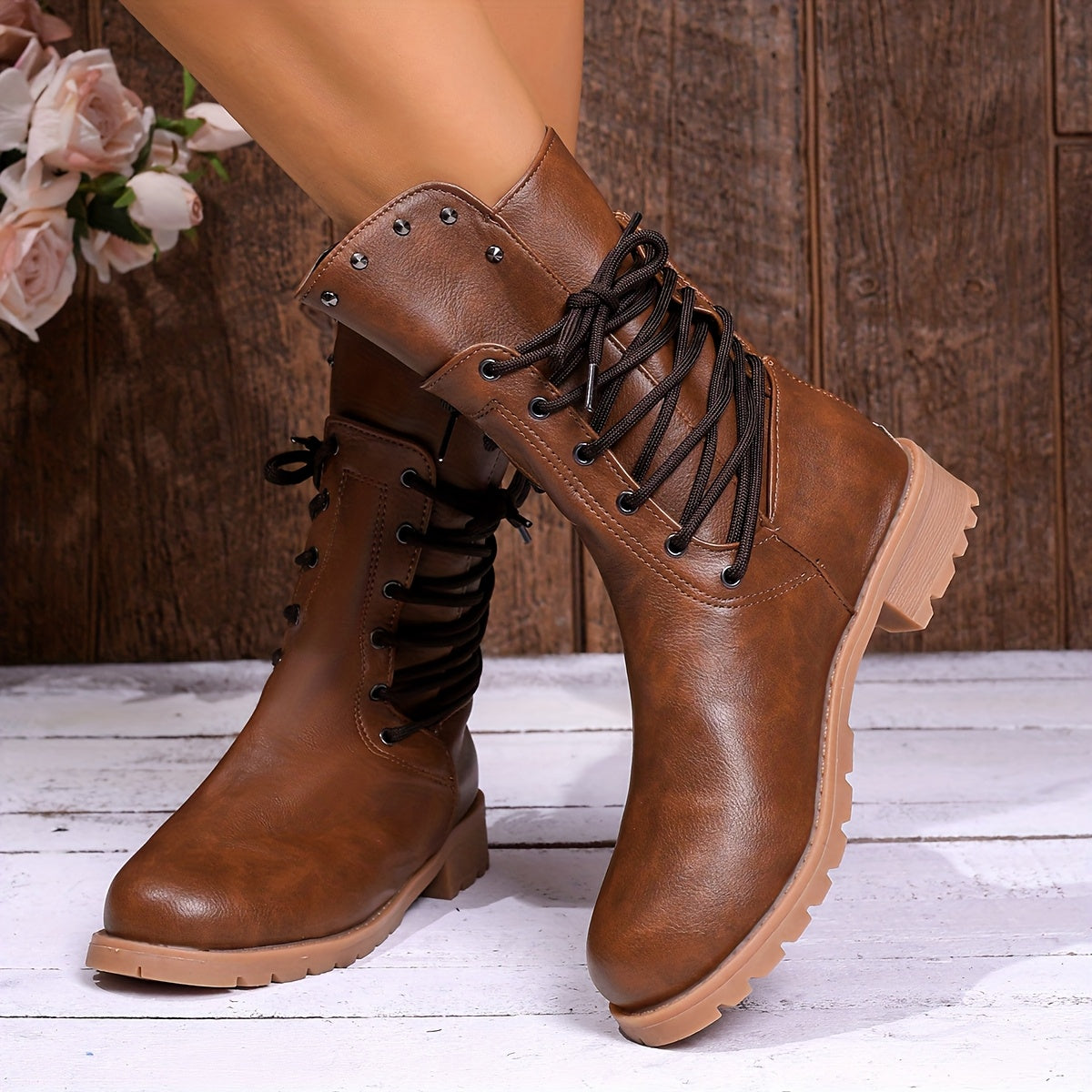 DARLA - BOTINES DE ESTILO MILITAR CON CORDONES