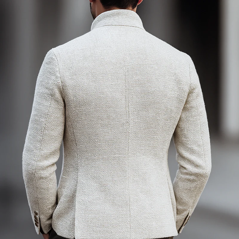 MILANO - CHAQUETA INFORMAL DE TWEED LISO CON CUELLO ALTO
