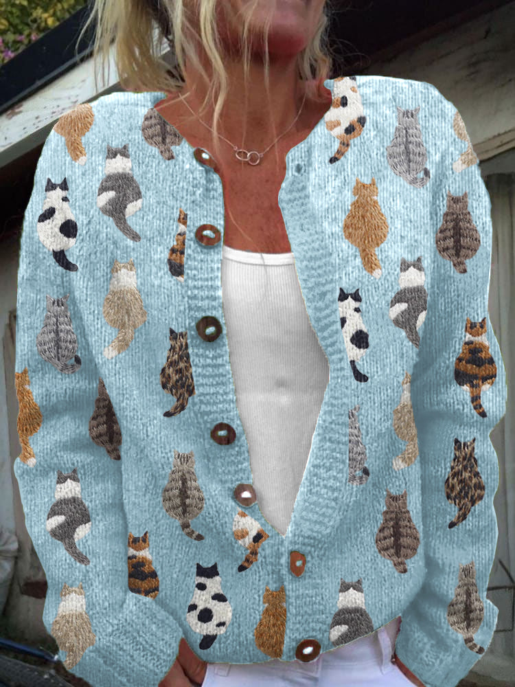 SOLVARA - CÁRDIGAN CON ESTAMPADO DE GATOS