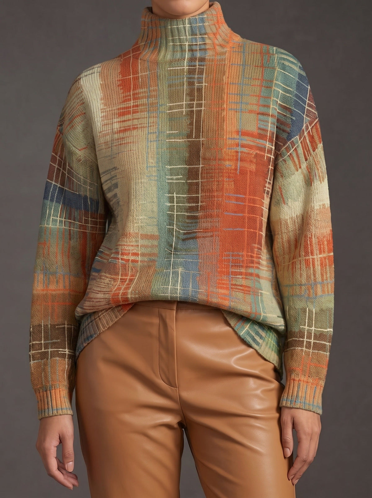 SORREL - JERSEY DE CUELLO ALTO CON RAYAS PINTADAS