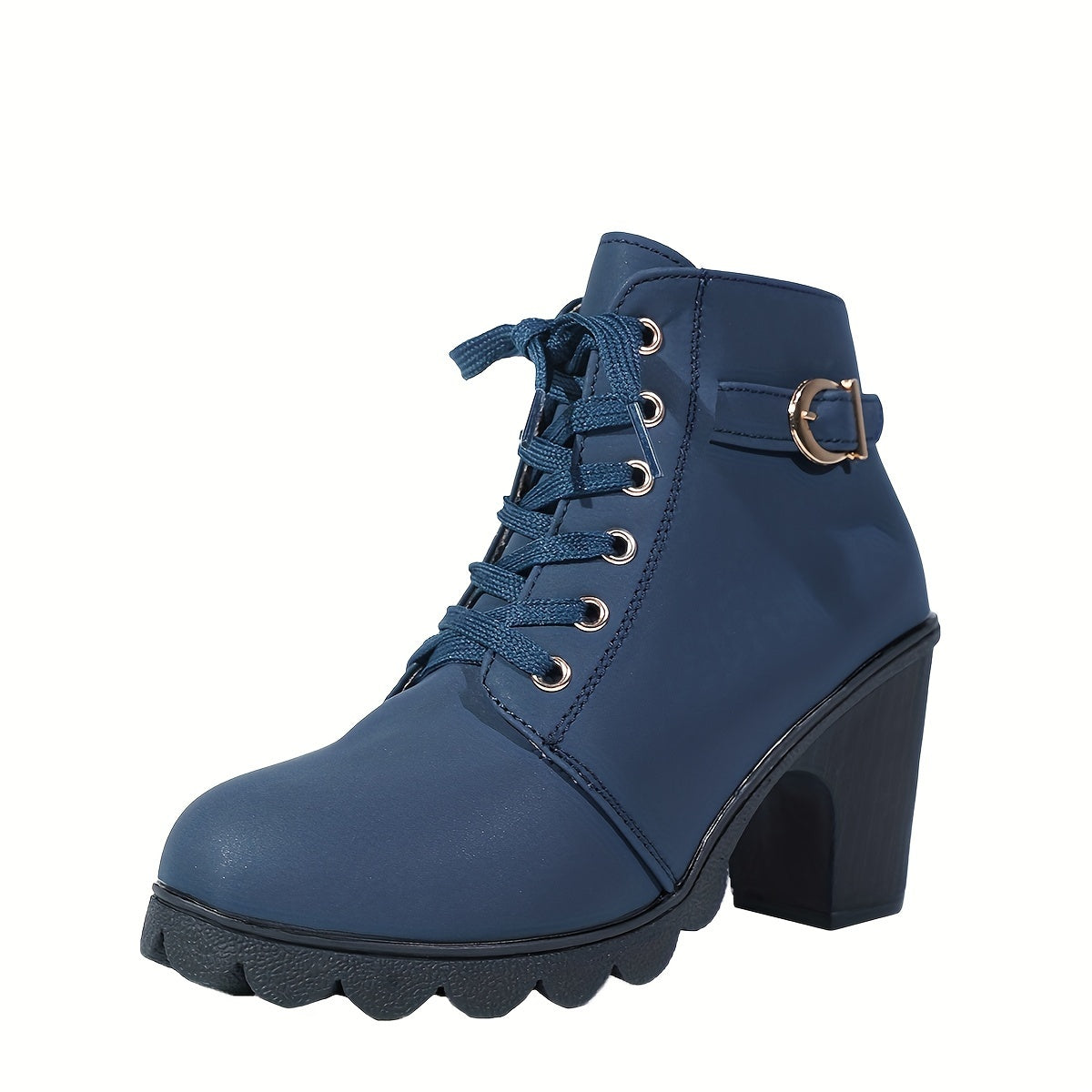 VALESKA - BOTINES CON CORDONES Y TACÓN ANCHO