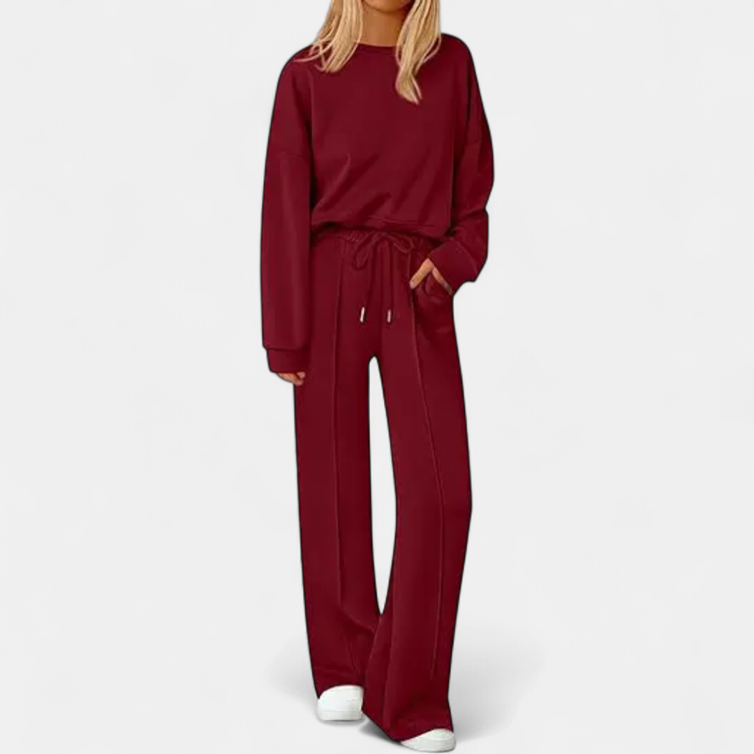 REMY - CONJUNTO DE PUNTO CON PANTALÓN DE PIERNA ANCHA
