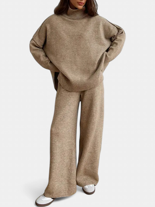 ZOLA - CONJUNTO DE JERSEY DE CUELLO ALTO Y PANTALÓN ANCHO