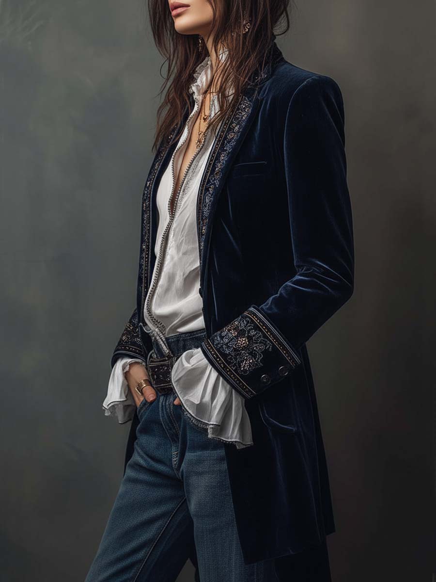 ANASTASIA - CHAQUETA LARGA BORDADA