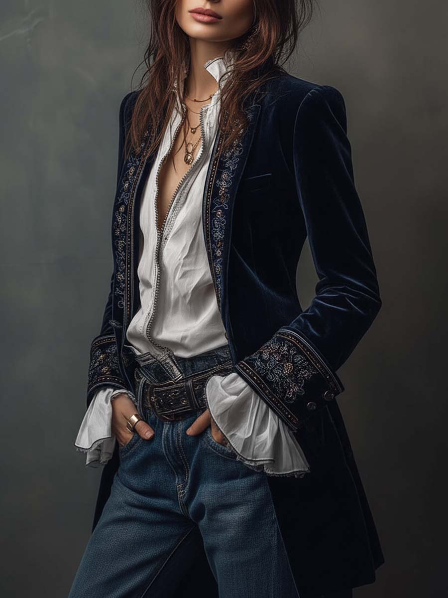 ANASTASIA - CHAQUETA LARGA BORDADA
