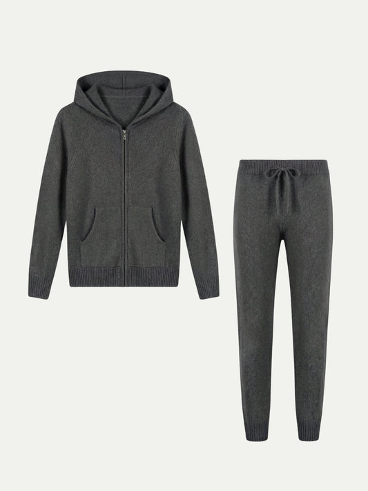 CONJUNTO CON CAPUCHA LISO - GRIS OSCURO