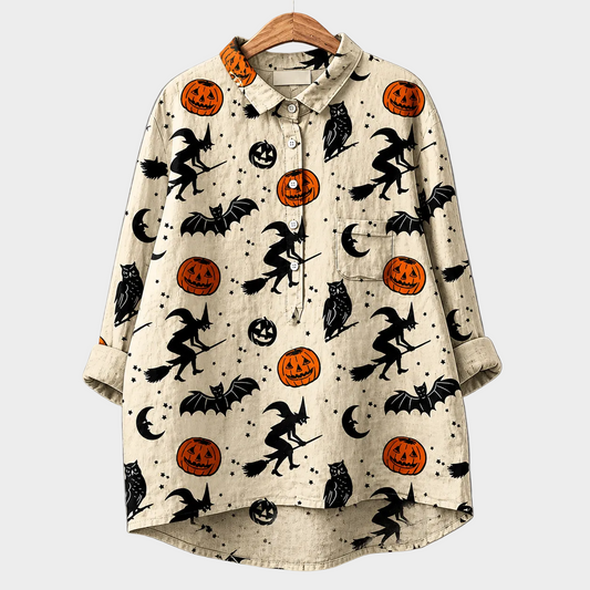 BLUSA CREMA CON ESTAMPADO ARTÍSTICO