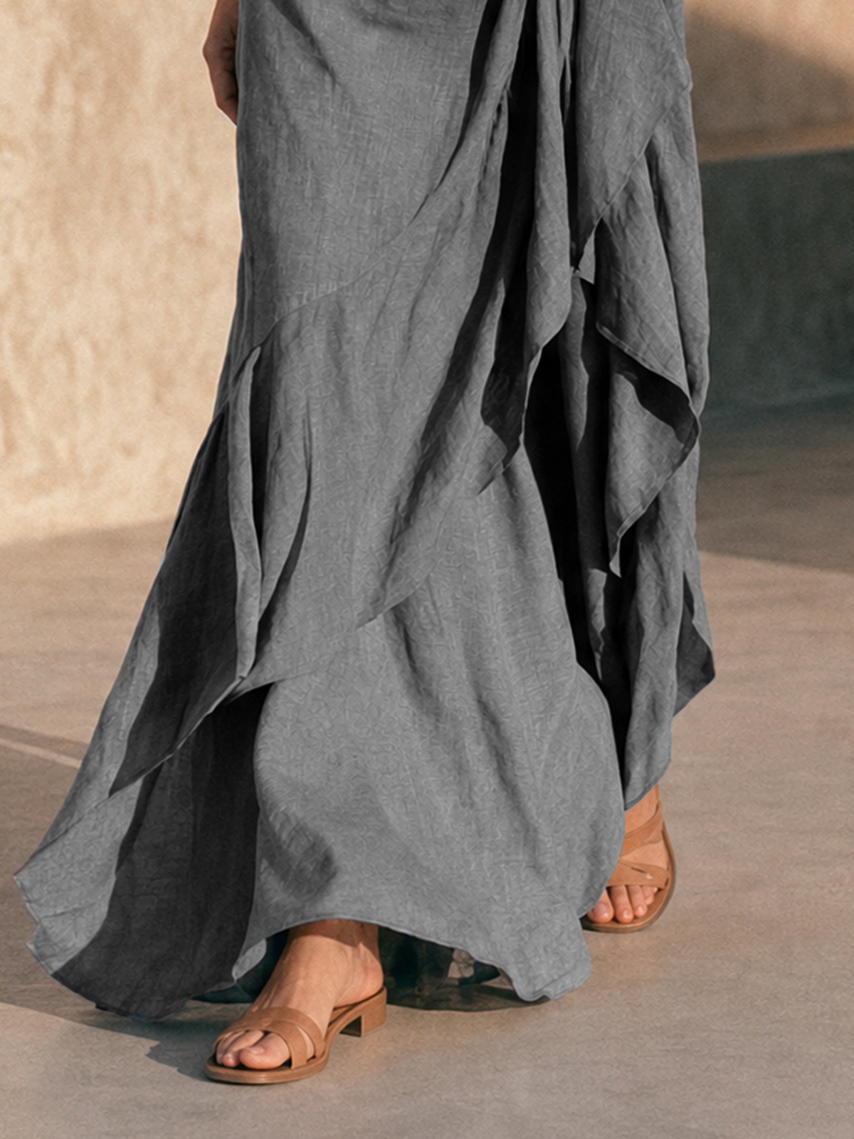 AURE - VESTIDO LARGO PALABRA DE HONOR CON VOLANTES