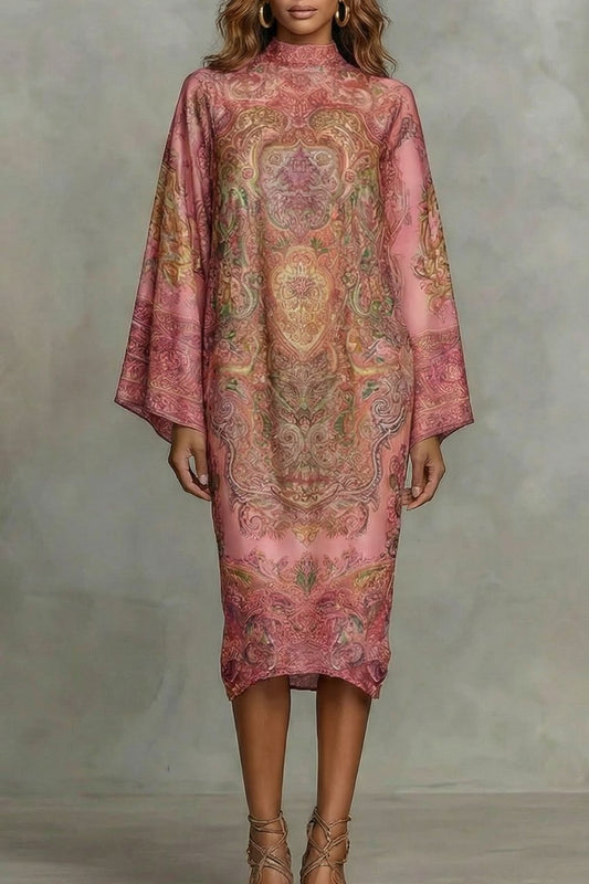 MARÉLIENNE - VESTIDO MIDI KIMONO CON ESTAMPADO BARROCO