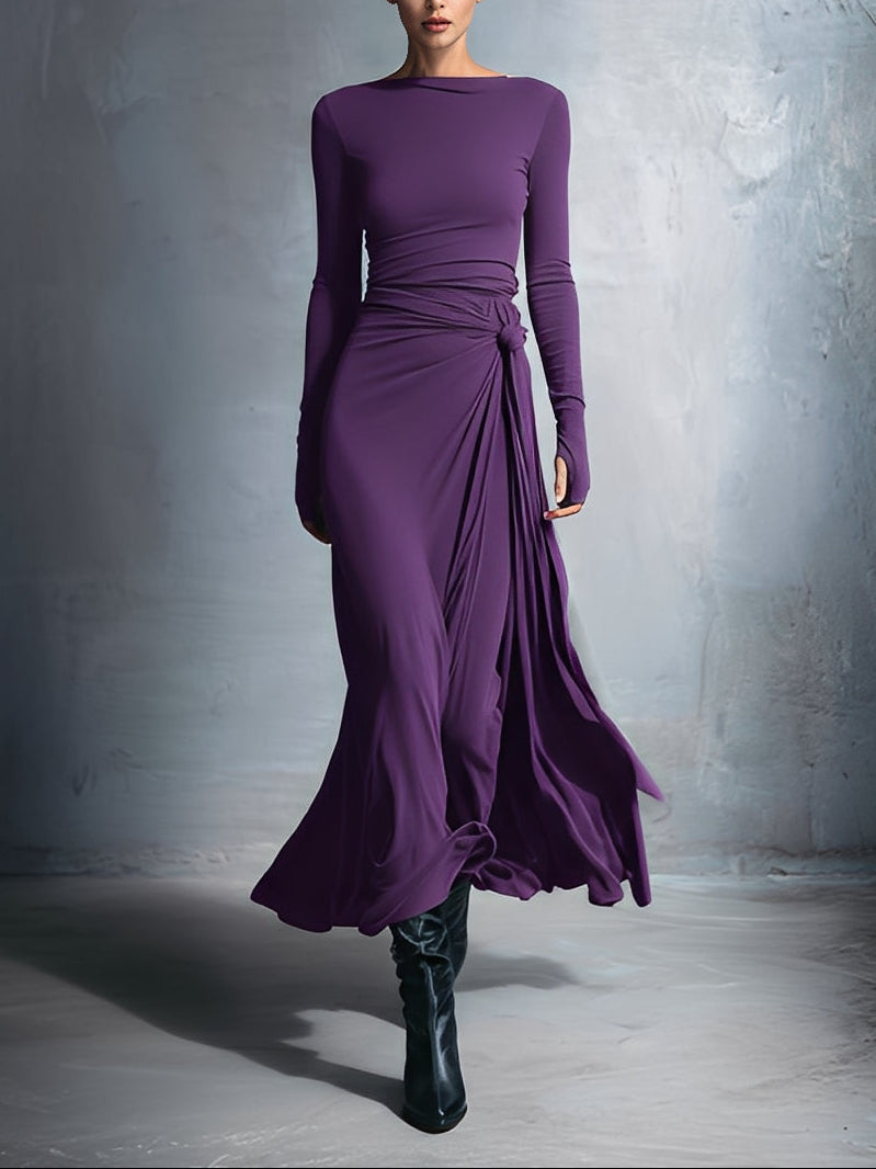 ISAURE - VESTIDO LARGO CON LAZO LATERAL