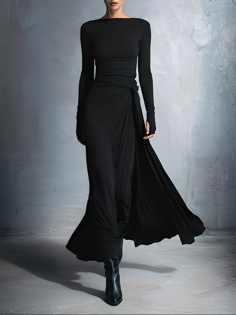 ISAURE - VESTIDO LARGO CON LAZO LATERAL