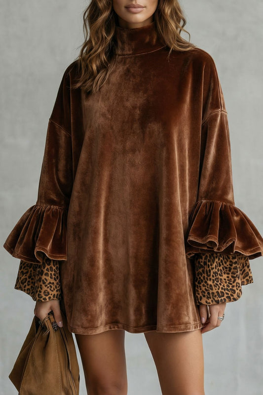VELANIQUE - MINIVESTIDO DE TERCIOPELO CON MANGAS SUPERPUESTAS