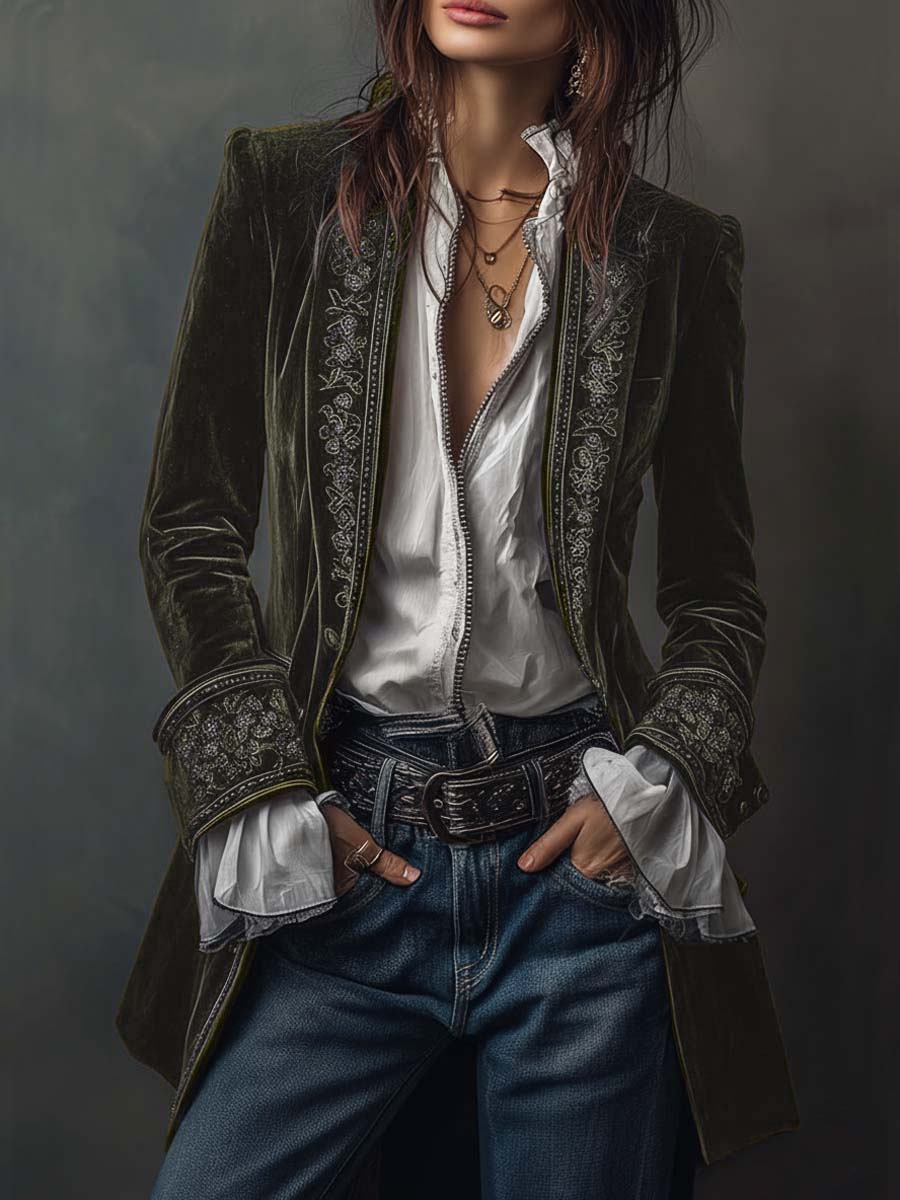 ANASTASIA - CHAQUETA LARGA BORDADA