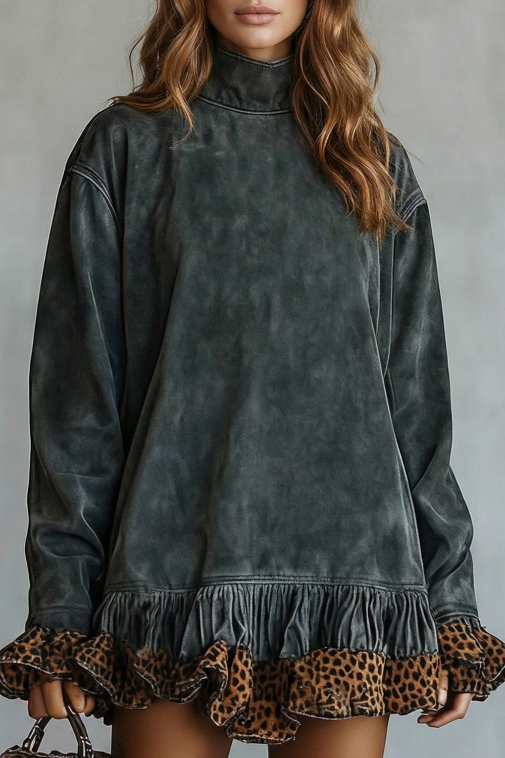 SELVATTA - MINIVESTIDO EFECTO ANTE CON DETALLES DE LEOPARDO