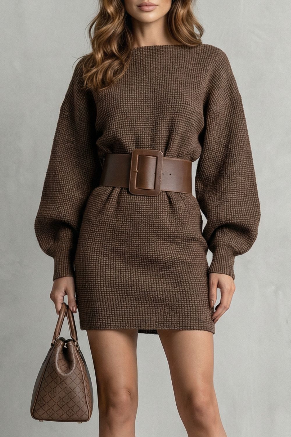 ADERISSE - MINIVESTIDO DE PUNTO CON CINTURÓN