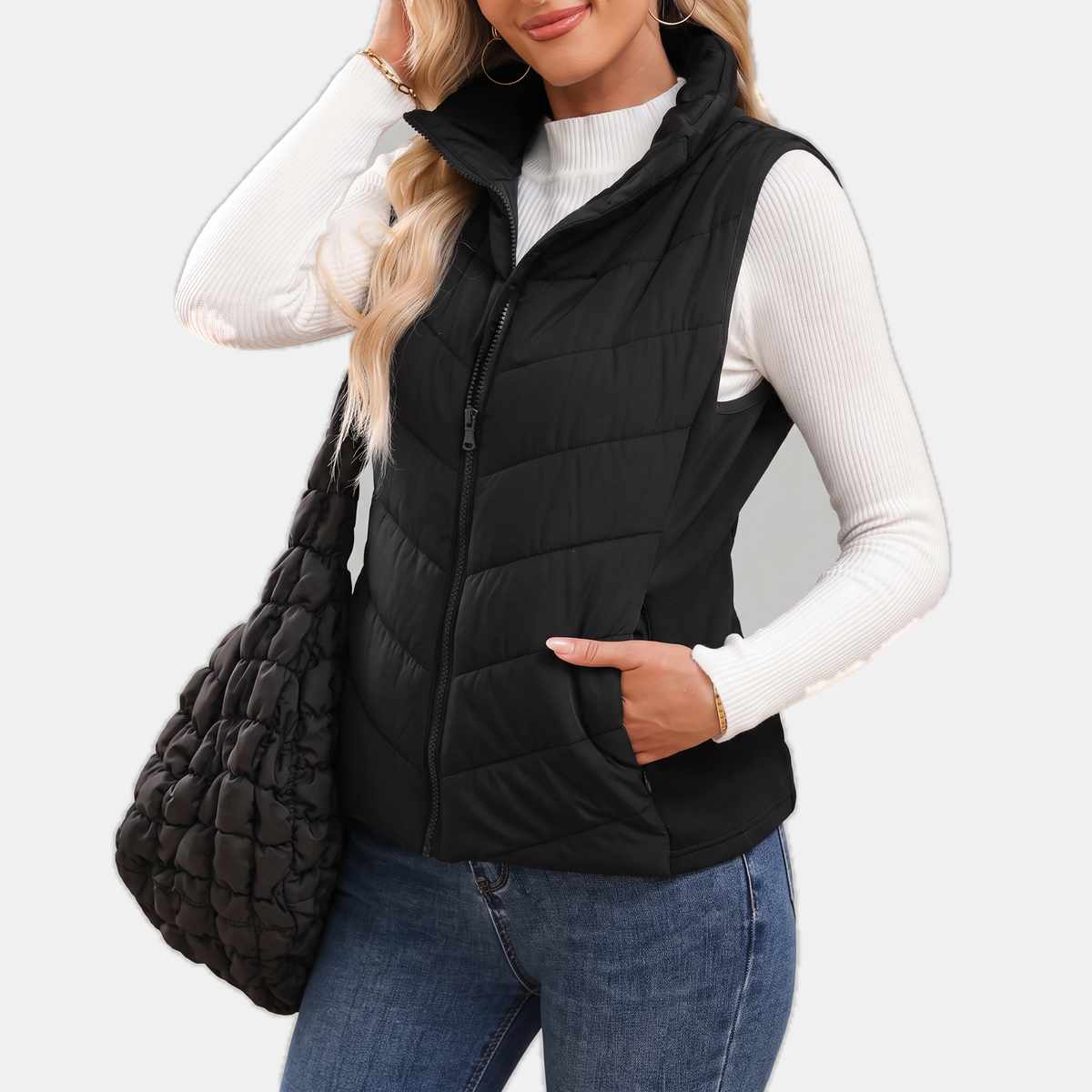 SELKA - CHALECO ACOLCHADO CON COSTURAS EN ZIGZAG