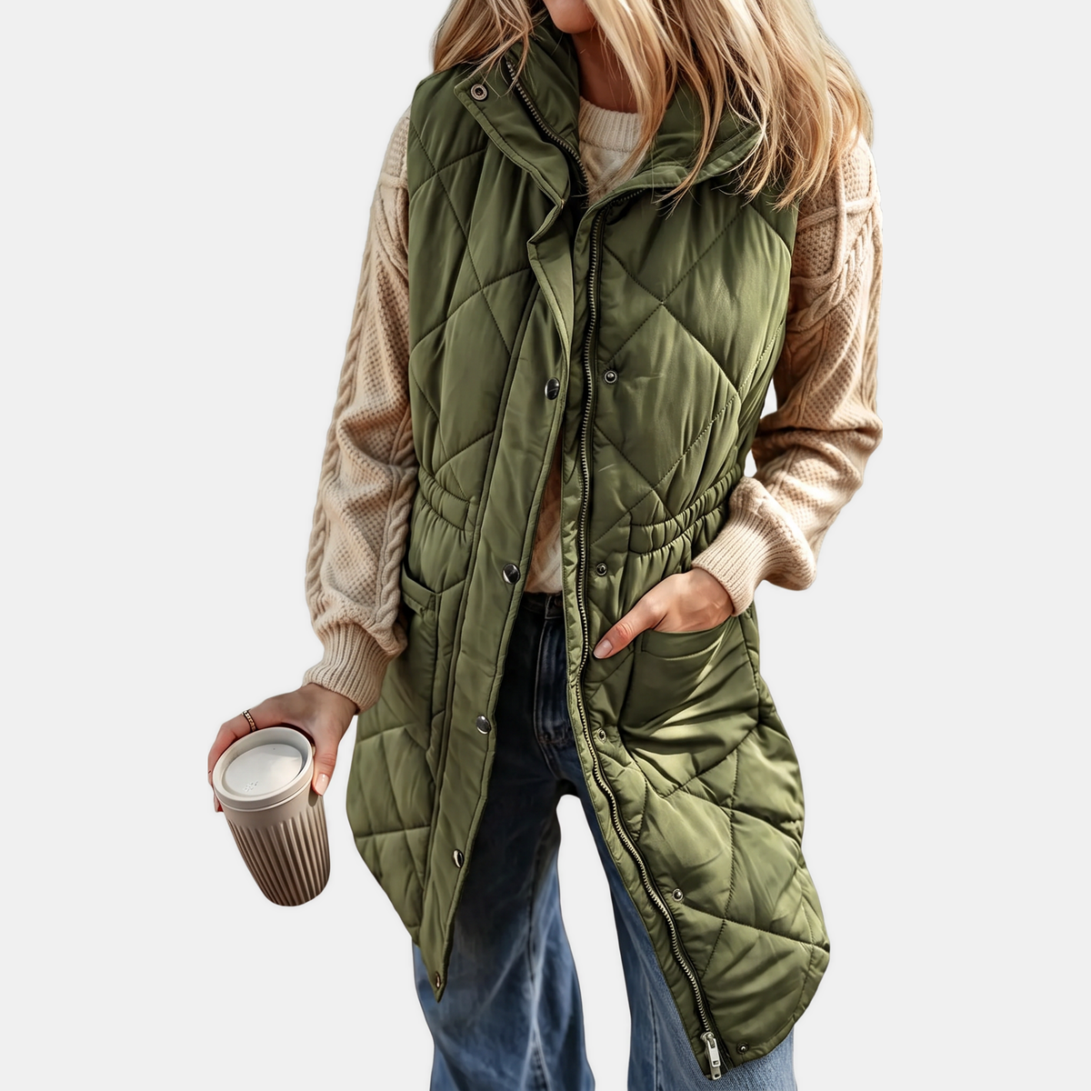 VINTRA - CHALECO ACOLCHADO MIDI CON CAPUCHA