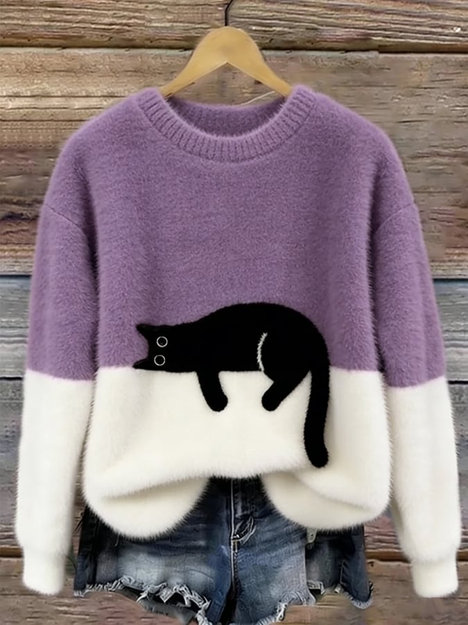 ÉMELINE - SUDADERA OVERSIZE CON ESTAMPADO DE GATOS