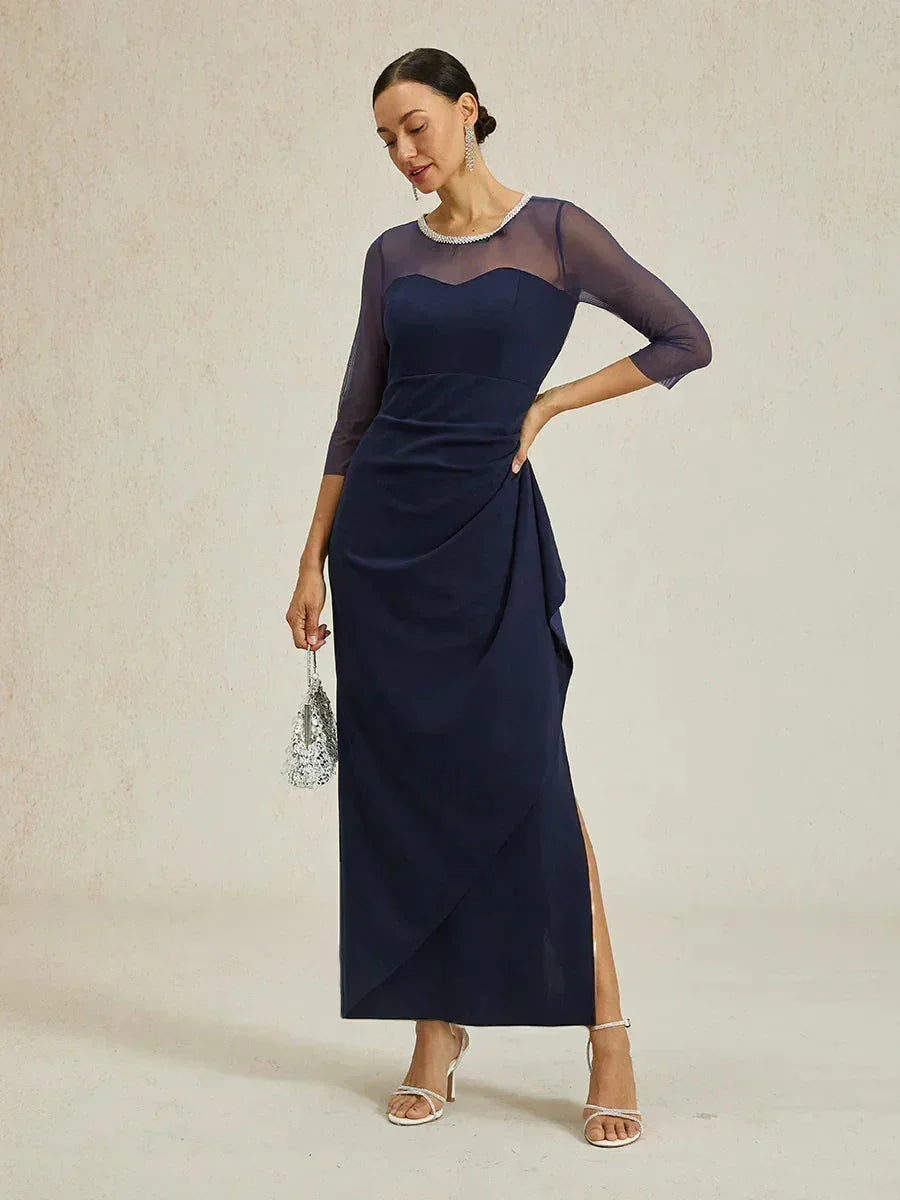 VESTIDO MIDI ENTALLADO CON DRAPEADO