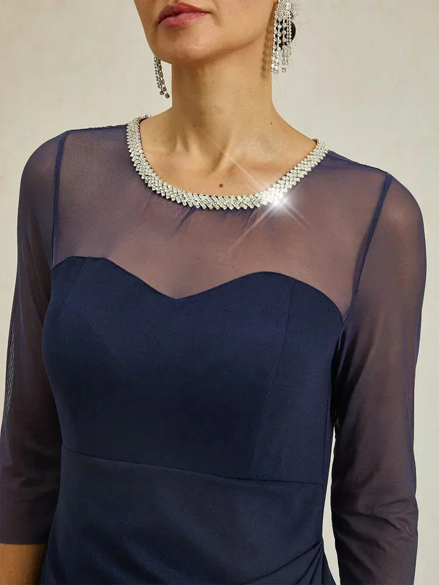 VESTIDO MIDI ENTALLADO CON DRAPEADO