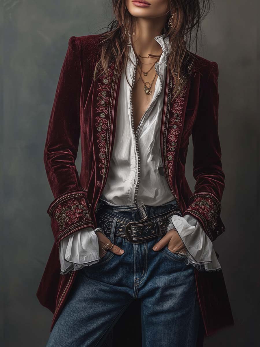 ANASTASIA - CHAQUETA LARGA BORDADA