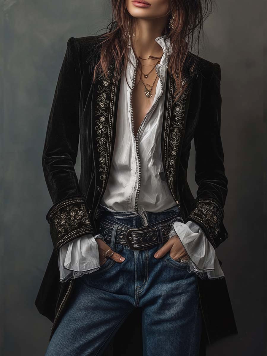 ANASTASIA - CHAQUETA LARGA BORDADA
