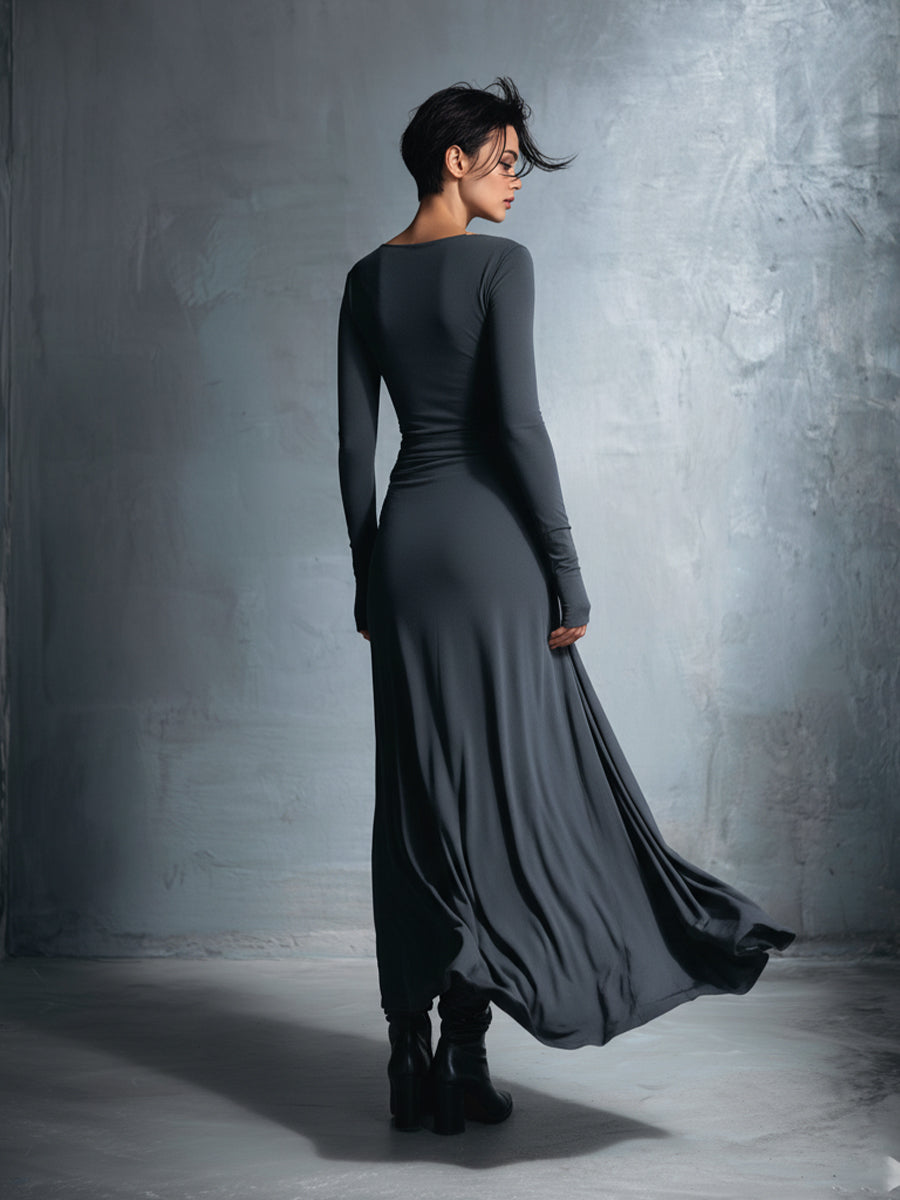 ISAURE - VESTIDO LARGO CON LAZO LATERAL