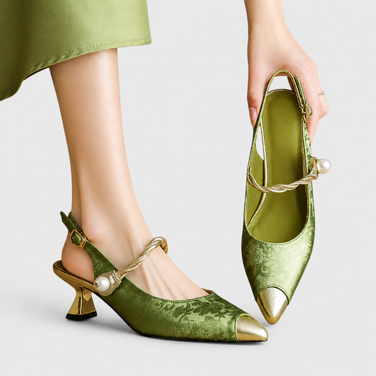 SERAPHYANE - ZAPATOS DE TACÓN BAJO CON PERLA