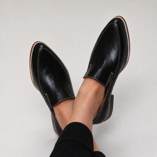 ZOFIA - MOCASINES NEGROS DE PATCHWORK