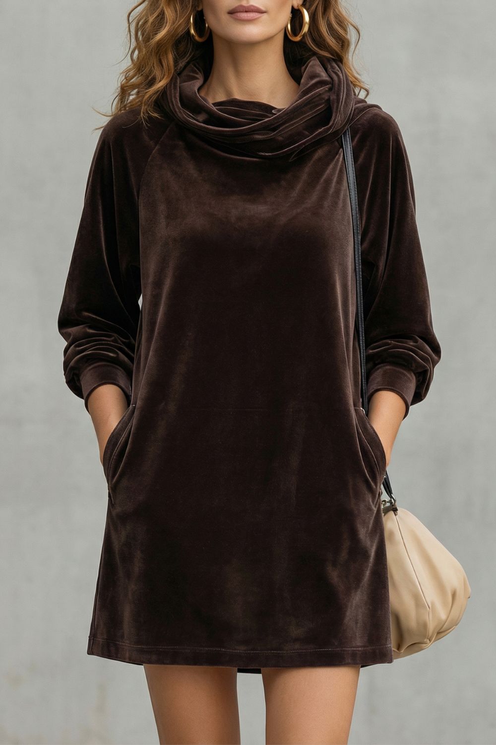 MORÉNA - MINIVESTIDO DE TERCIOPELO CON CUELLO DRAPEADO