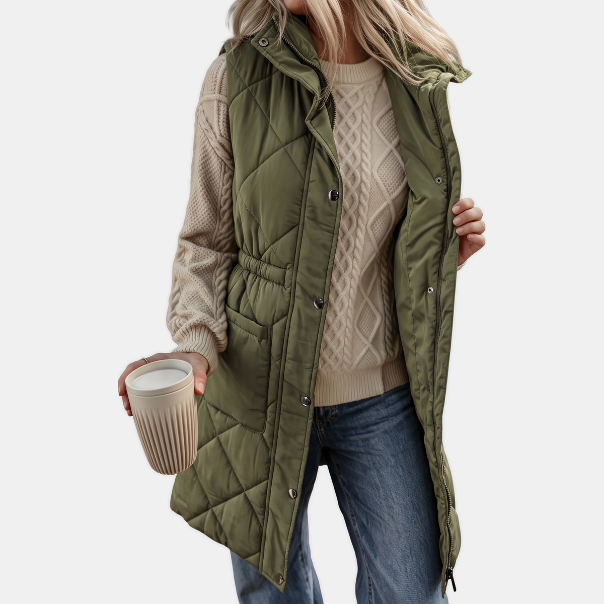 VINTRA - CHALECO ACOLCHADO MIDI CON CAPUCHA
