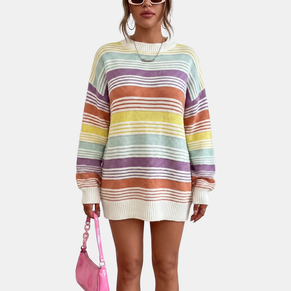 ELDA - JERSEY DE RAYAS CON MANGAS GLOBO