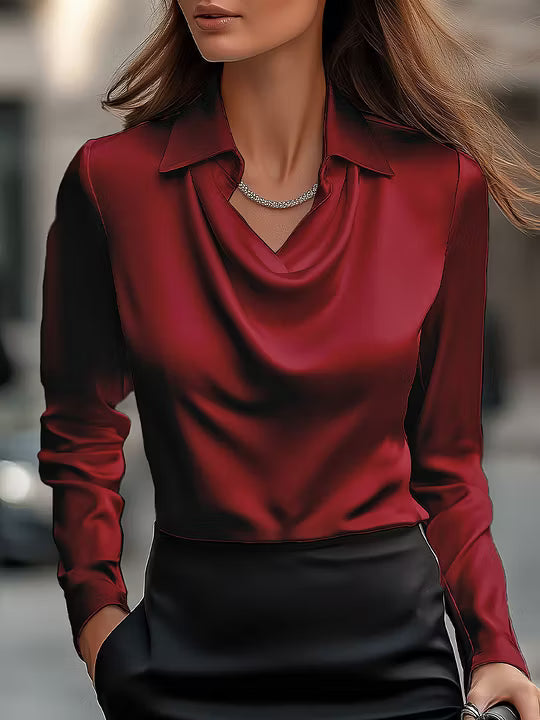 WILHELMINA - BLUSA CON CUELLO DRAPEADO