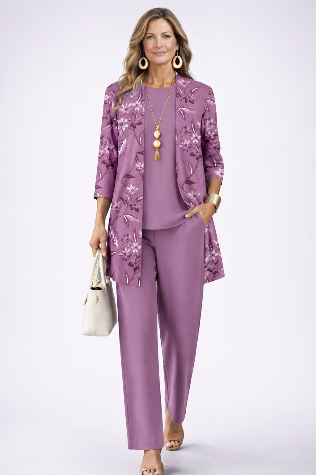 PAULINE - CONJUNTO DE TRES PIEZAS EN MORADO