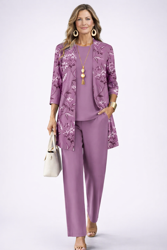 PAULINE - CONJUNTO DE TRES PIEZAS EN MORADO