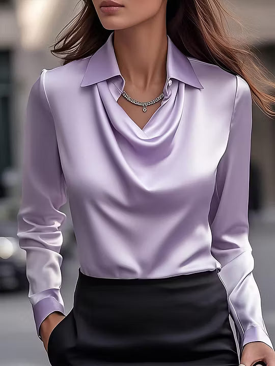WILHELMINA - BLUSA CON CUELLO DRAPEADO
