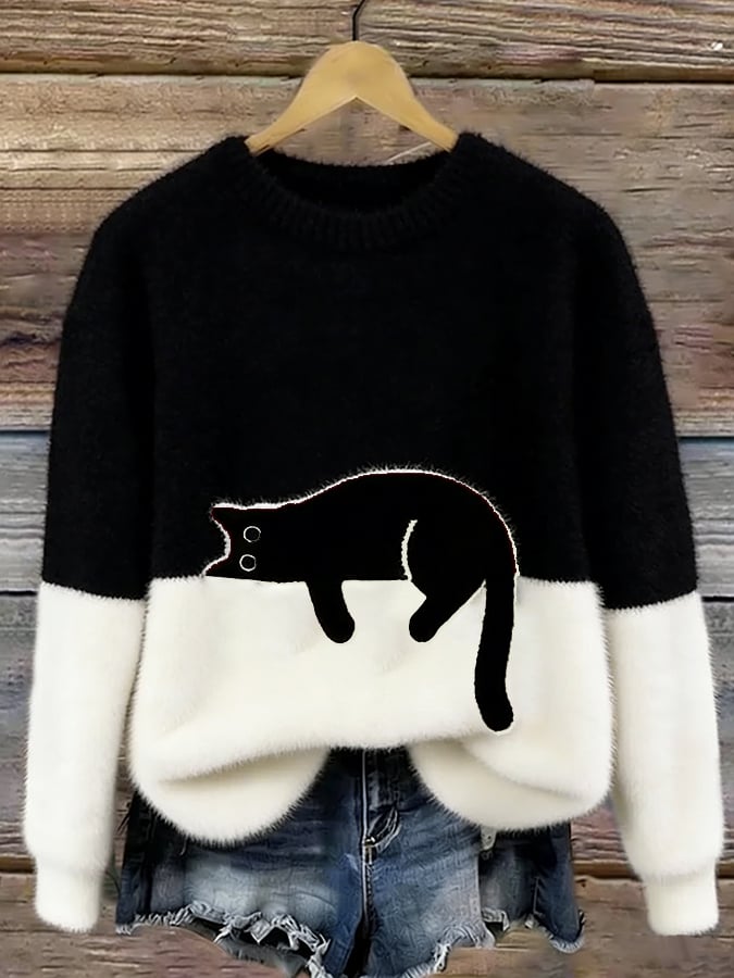 ÉMELINE - SUDADERA OVERSIZE CON ESTAMPADO DE GATOS