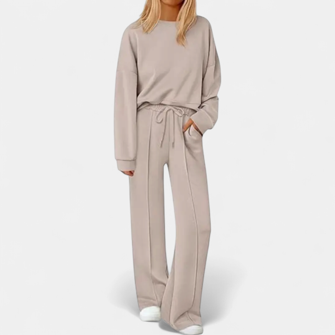 REMY - CONJUNTO DE PUNTO CON PANTALÓN DE PIERNA ANCHA