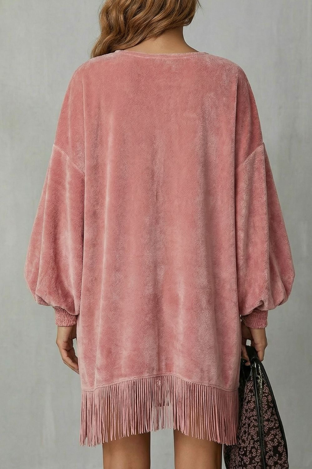 BELLURIE - MINIVESTIDO DE TERCIOPELO CON FLECOS