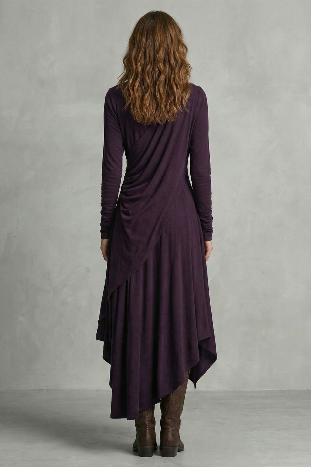 SORELLIA - VESTIDO MIDI DRAPEADO DE CUELLO ALTO