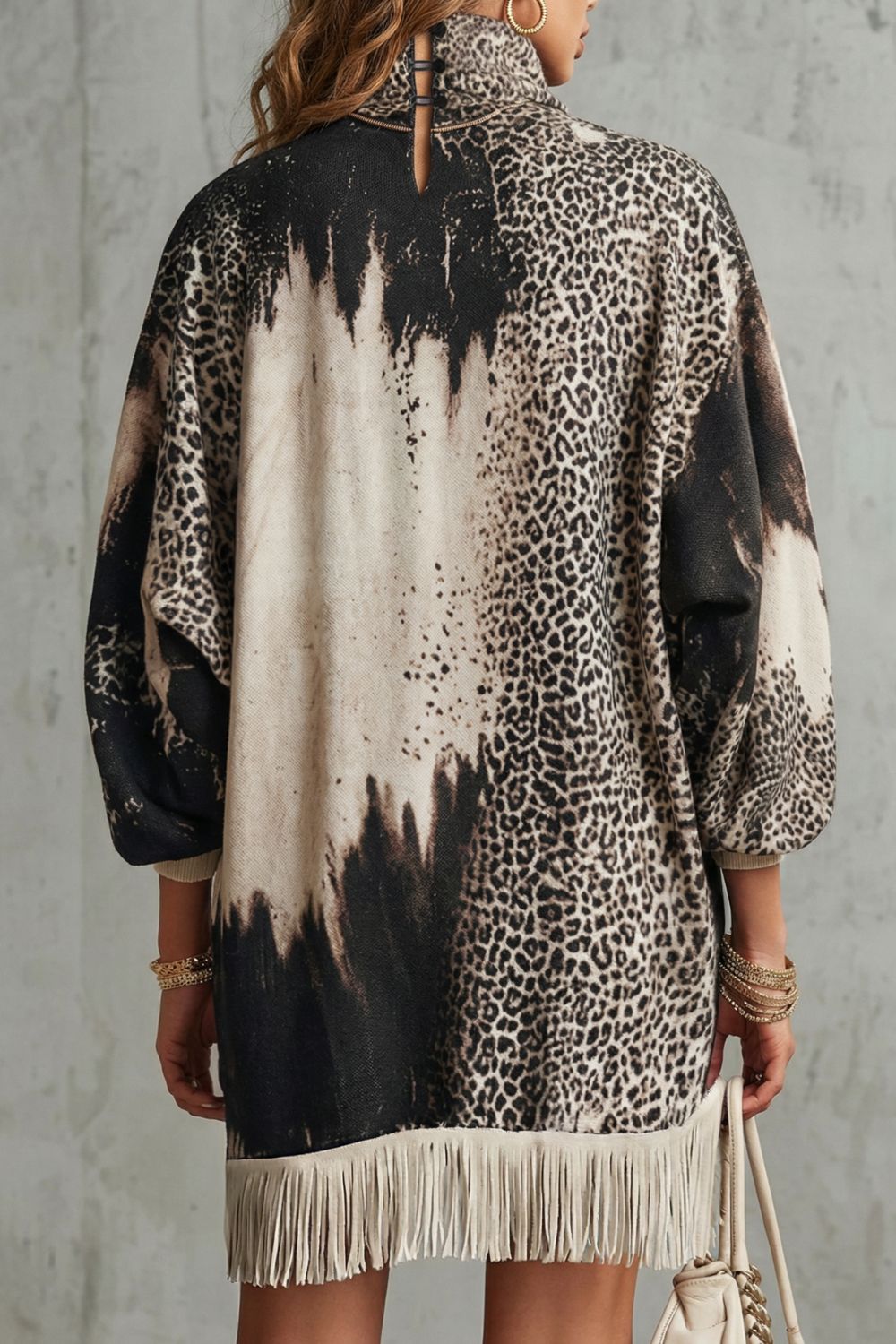 LEONELLA - MINIVESTIDO DE LEOPARDO CON FLECOS