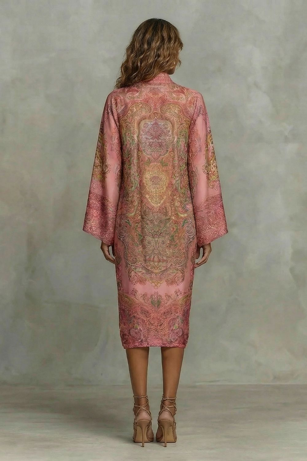 MARÉLIENNE - VESTIDO MIDI KIMONO CON ESTAMPADO BARROCO